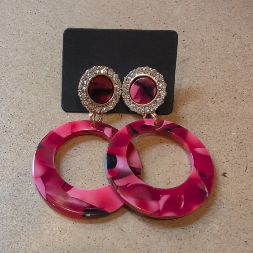 Red Aclylic Hoop Earrings
